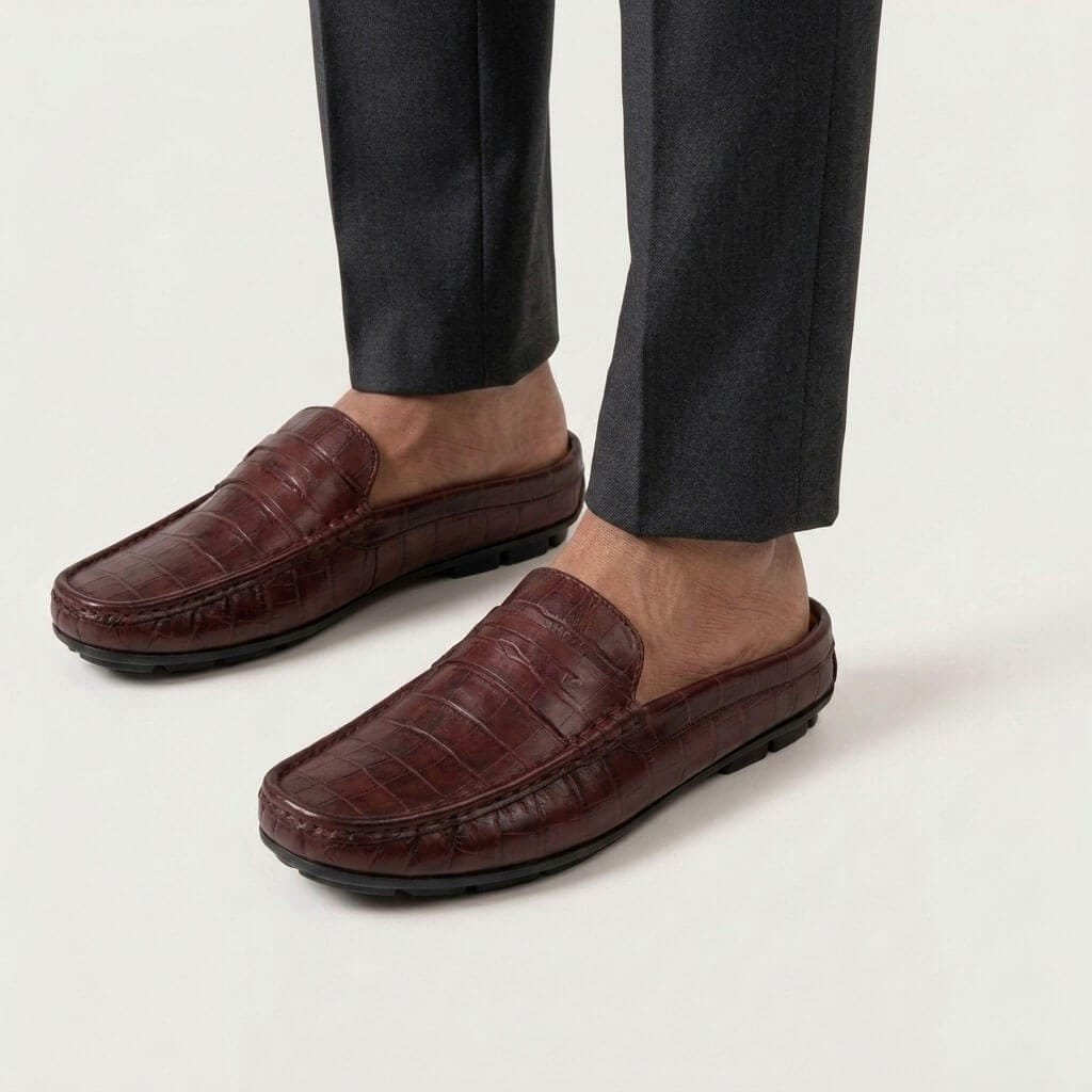 Royal Croco Antique Brown Half Shoes EV-H35
