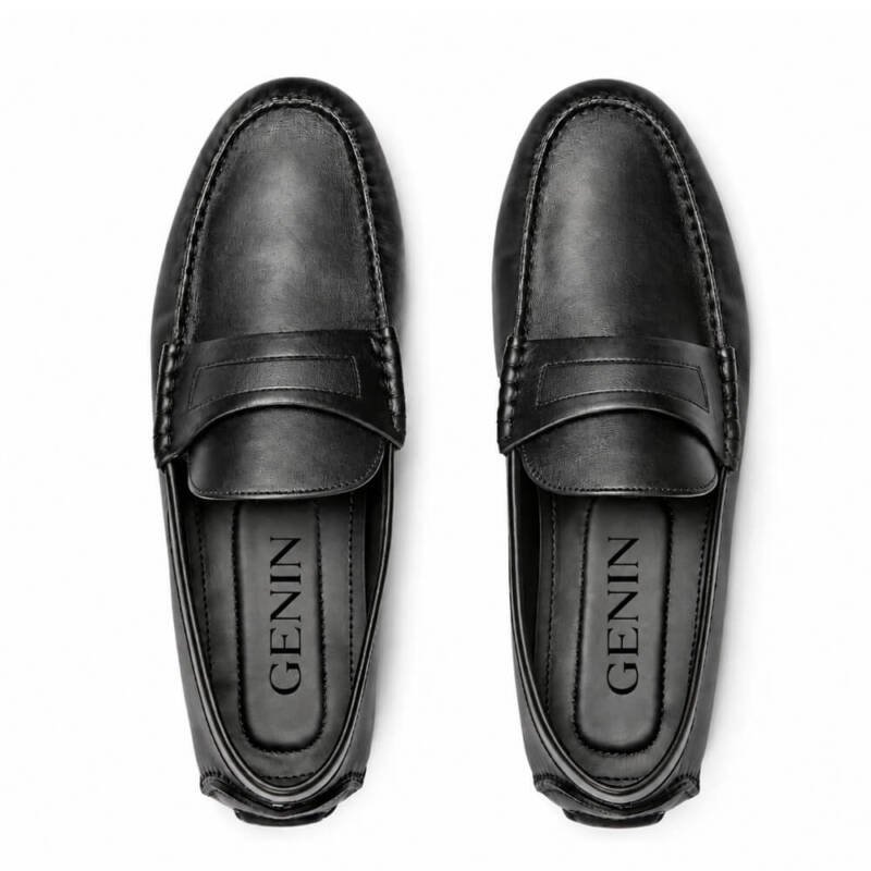 Stylish Buckle Leather Half Shoes For Men - Black
