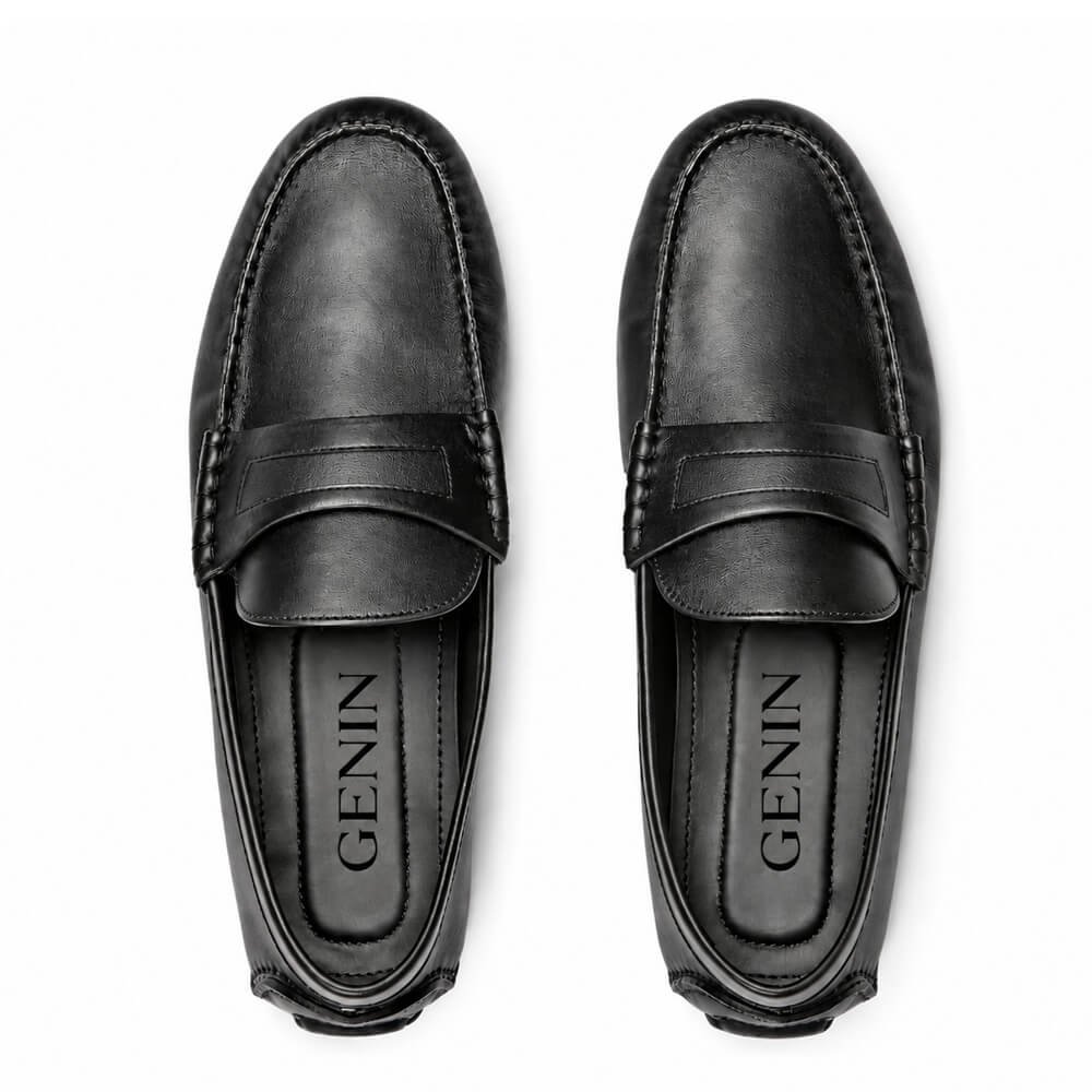 Stylish Buckle Leather Half Shoes For Men - Black