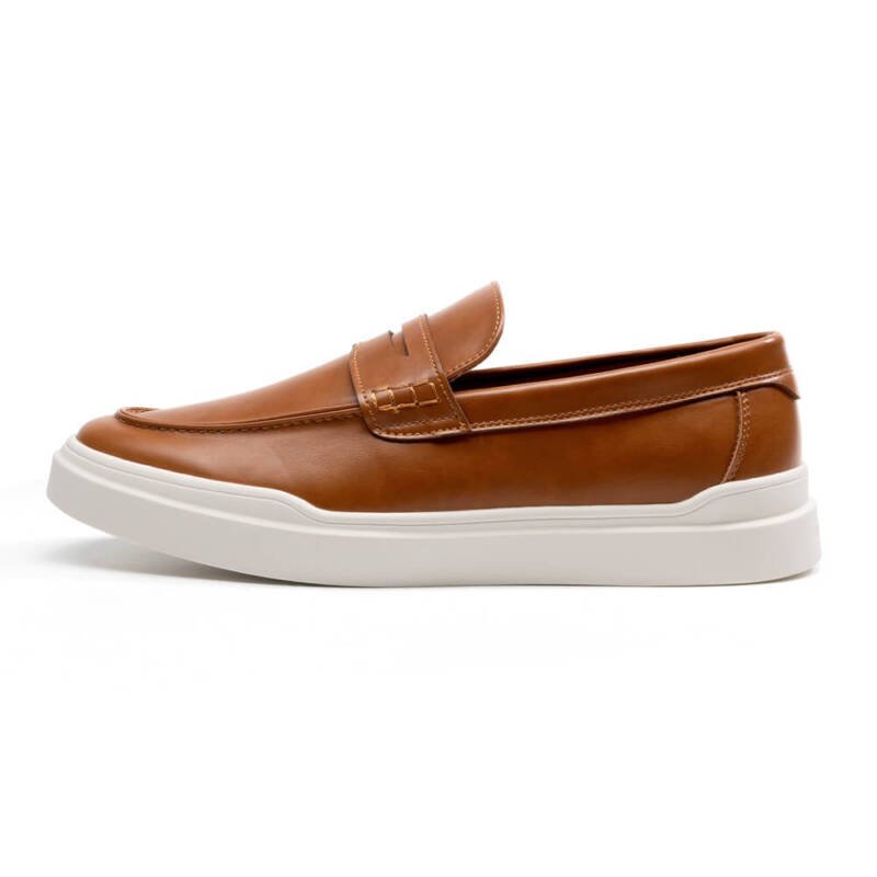 Genin Classic Leather White Sole Casual Shoe - Black