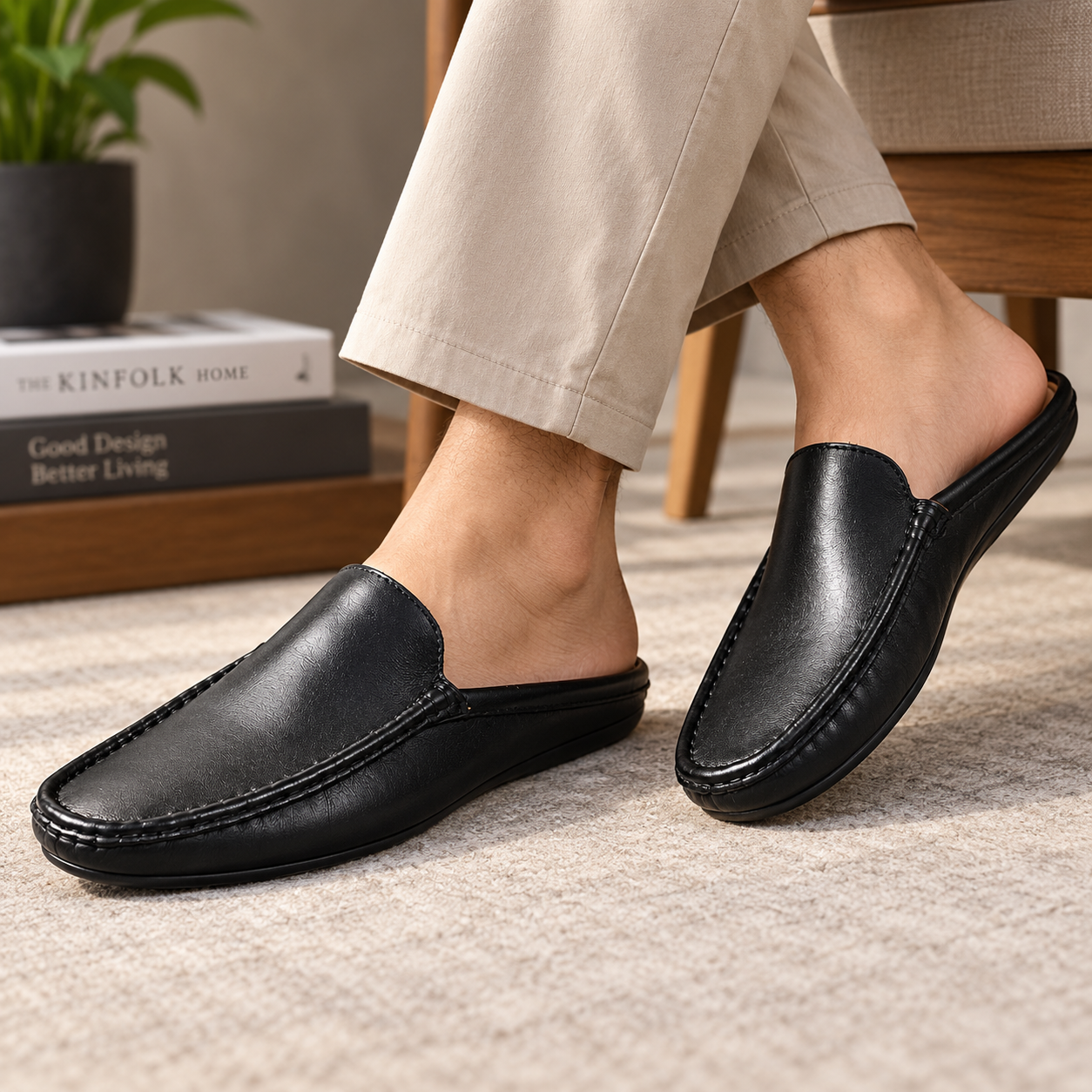GENIN Premium Plain Leather Half Shoe
