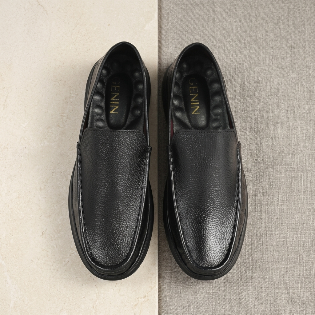 GENIN Premium Plain Leather Half Shoe