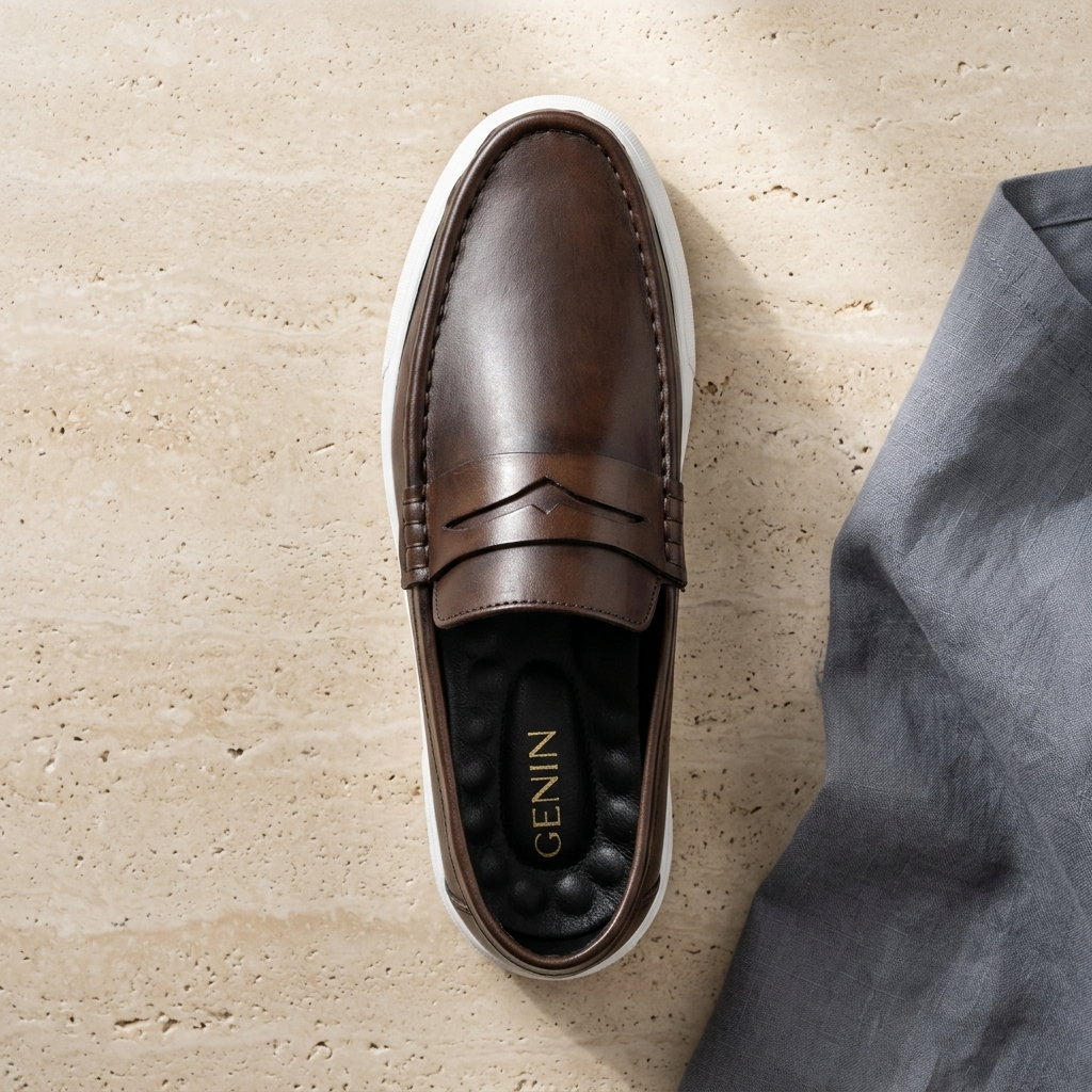 GENIN Premium Plain Leather Half Shoe