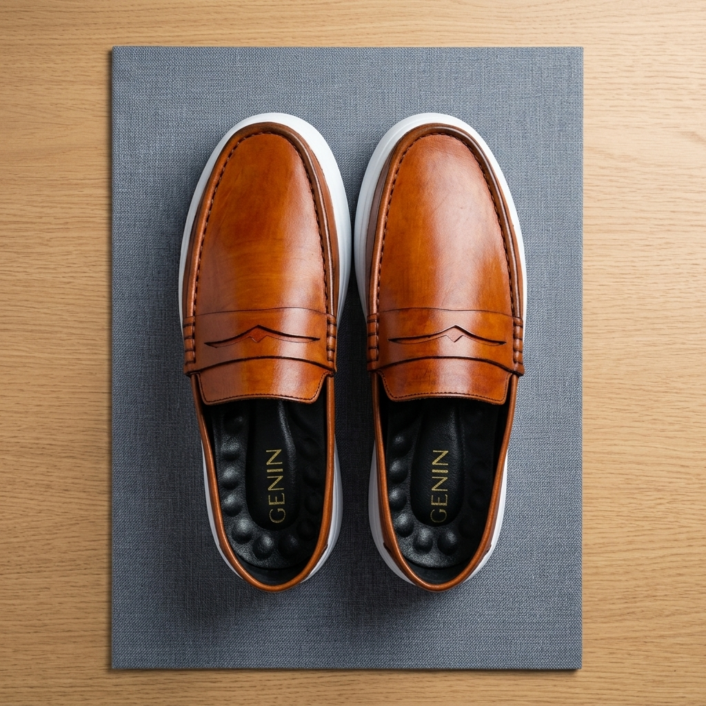 GENIN Premium Plain Leather Half Shoe