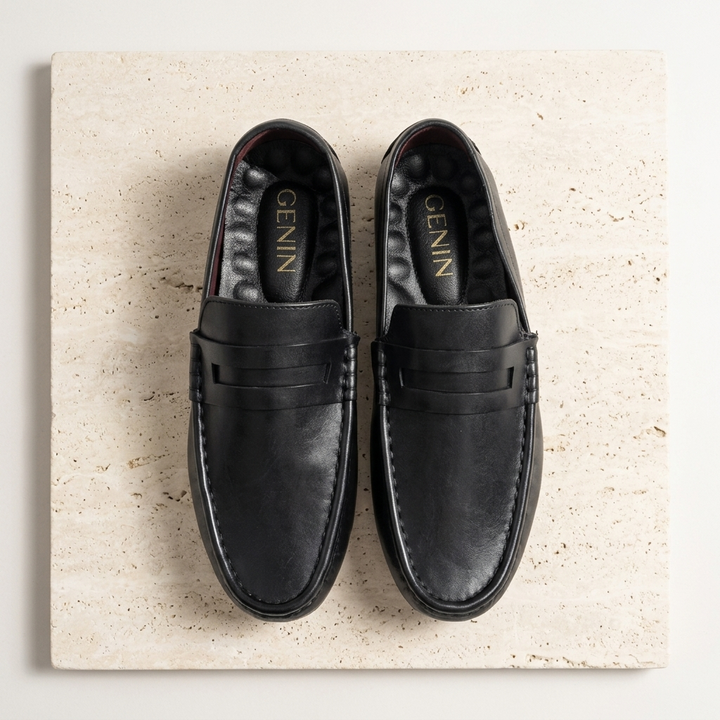 GENIN Premium Plain Leather Half Shoe