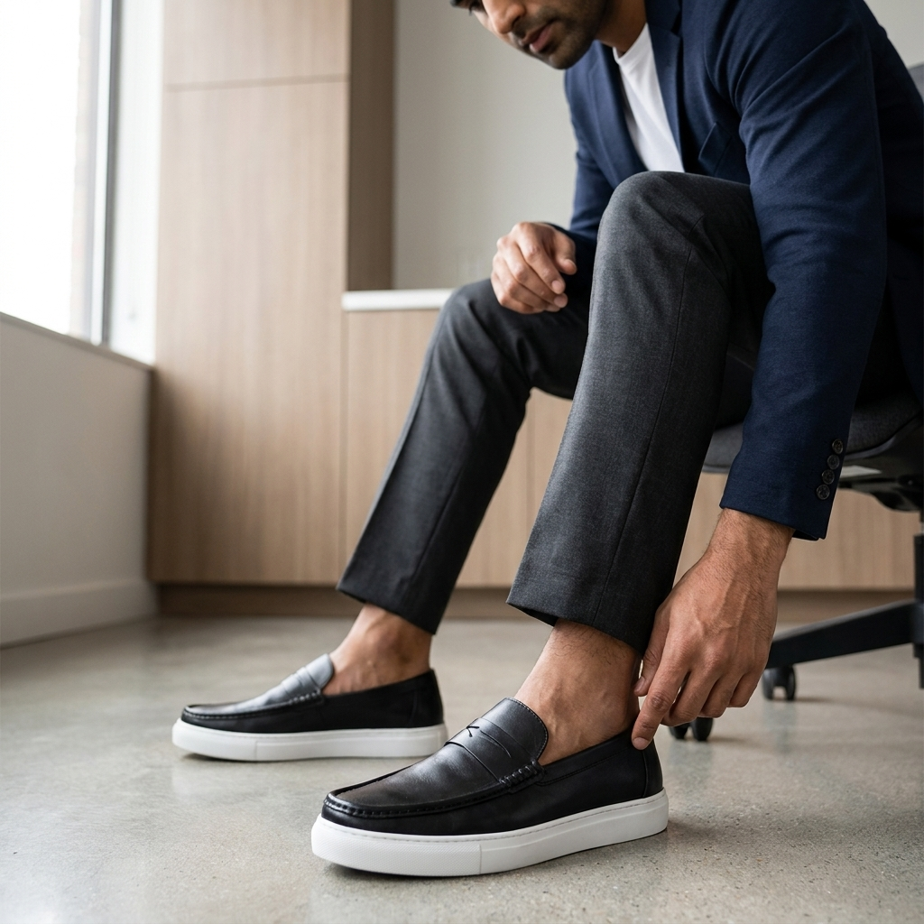 GENIN Premium Plain Leather Half Shoe