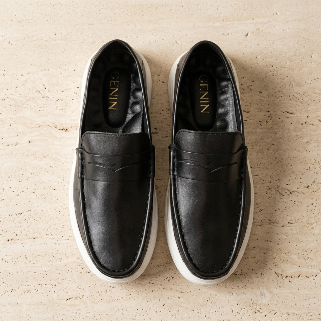 GENIN Premium Plain Leather Half Shoe