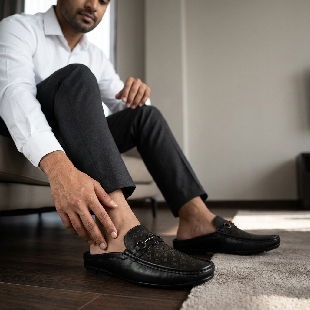 GENIN Premium Plain Leather Half Shoe