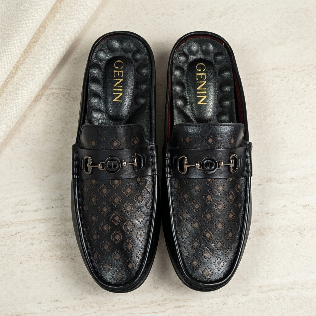 GENIN Premium Plain Leather Half Shoe